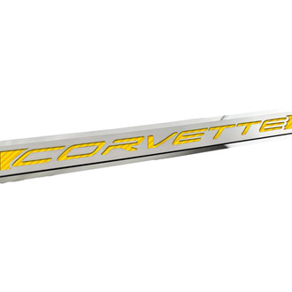 ACC® - Polished/Brushed Passenger Side Door Prop with Yellow Corvette Logo
