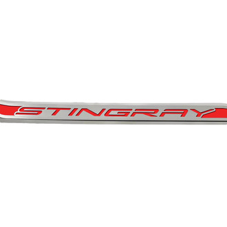 ACC® - Polished/Brushed Driver Side Door Prop with Bright Red Stingray Logo