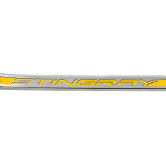 ACC® - Polished/Brushed Driver Side Door Prop with Yellow Stingray Logo