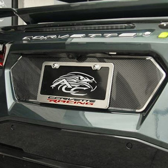 ACC® - Brushed License Plate Frame with Black / Red Corvette Racing Logo
