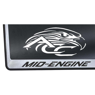 ACC® - Black License Plate Frame with Black Carbon Fiber Mid-Engine Logo