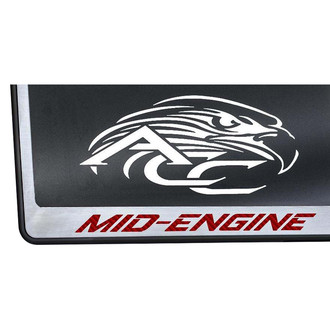 ACC® - Black License Plate Frame with Red Carbon Fiber Mid-Engine Logo