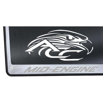 ACC® - Black License Plate Frame with White Carbon Fiber Mid-Engine Logo