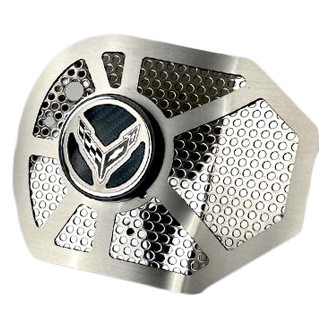 ACC® - Perforated Polished Shock Tower Cover Inserts with Carbon Fiber Insert and C8 Emblem
