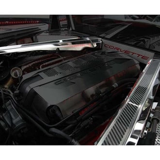ACC® - Perforated Polished Header Guards with Rear Crossmember Covers with Carbon Fiber Top Plate