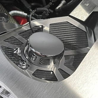ACC® - Carbon Fiber Shock Tower Covers with Brushed Stainless Steel Trim