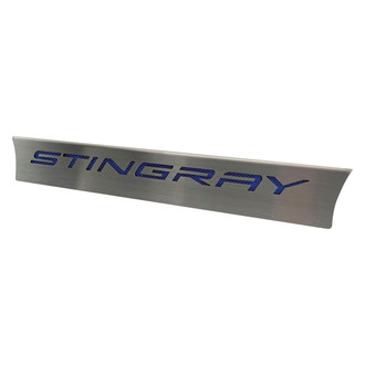 ACC® - Brushed Lower Rear Window Accent with Blue Carbon Fiber Stingray Logo