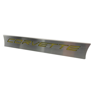 ACC® - Brushed Lower Rear Window Accent with Yellow Carbon Fiber Corvette Logo