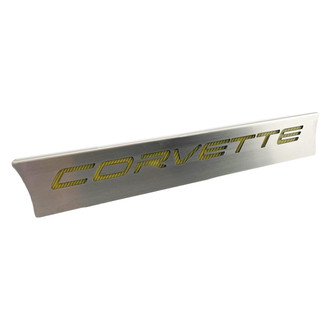 ACC® - Brushed Lower Rear Window Accent with Yellow Carbon Fiber Mid-Engine Logo