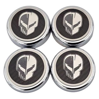 ACC® - Chrome Black Carbon Fiber Cap Cover Set with Jake Skull Logo