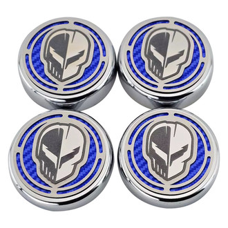 ACC® - Chrome Blue Carbon Fiber Cap Cover Set with Jake Skull Logo