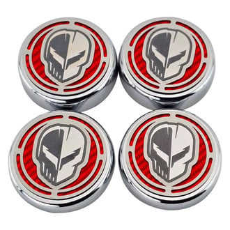 ACC® - Chrome Red Carbon Fiber Cap Cover Set with Jake Skull Logo