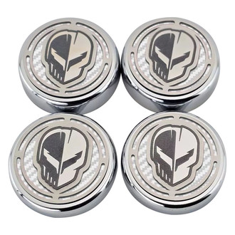 ACC® - Chrome White Carbon Fiber Cap Cover Set with Jake Skull Logo