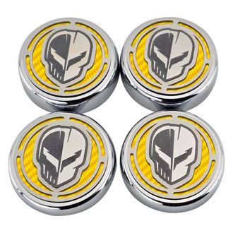 ACC® - Chrome Yellow Carbon Fiber Cap Cover Set with Jake Skull Logo