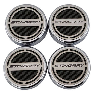 ACC® - Chrome Black Carbon Fiber Cap Cover Set with Stingray Logo