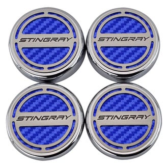 ACC® - Chrome Blue Carbon Fiber Cap Cover Set with Stingray Logo