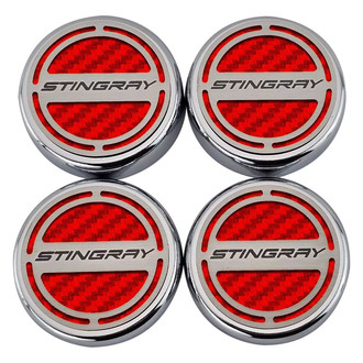 ACC® - Chrome Red Carbon Fiber Cap Cover Set with Stingray Logo