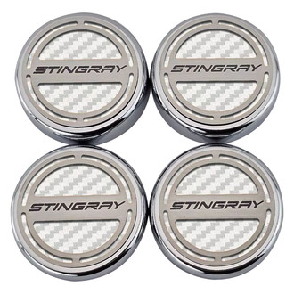 ACC® - Chrome White Carbon Fiber Cap Cover Set with Stingray Logo