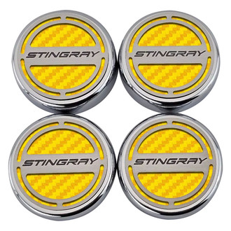 ACC® - Chrome Yellow Carbon Fiber Cap Cover Set with Stingray Logo