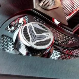 ACC® - Perforated Polished Shock Tower Cover Insert with Carbon Fiber Insert and C8 Emblem