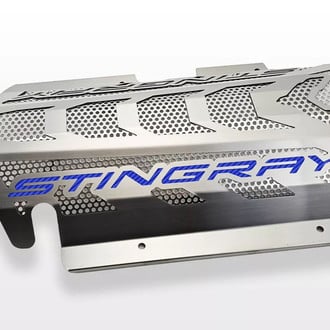 ACC® - Perforated Non-Illuminated Brushed Engine Shroud Cover with Blue Stingray Lettering