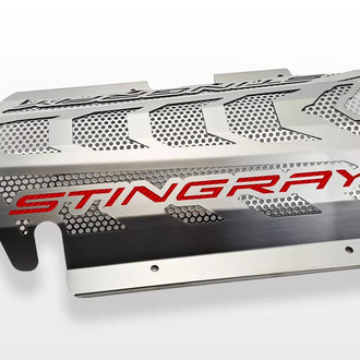 ACC® - Perforated Non-Illuminated Brushed Engine Shroud Cover with Red Stingray Lettering