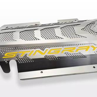 ACC® - Perforated Non-Illuminated Brushed Engine Shroud Cover with Yellow Stingray Lettering
