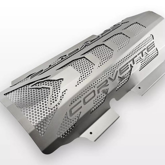 ACC® - Perforated Non-Illuminated Brushed Engine Shroud Cover with No Color Corvette Lettering
