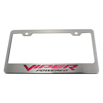 ACC® - Polished License Plate Frame with Red Carbon Fiber Viper Powered Logo