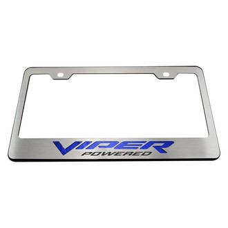 ACC® - Black License Plate Frame with Blue Carbon Fiber Viper Powered Logo