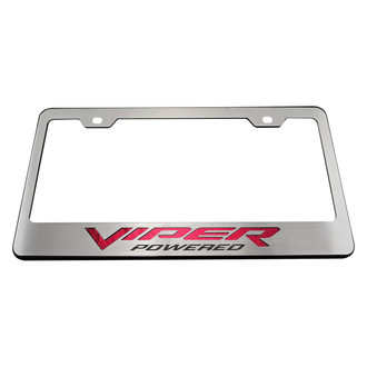 ACC® - Black License Plate Frame with Red Carbon Fiber Viper Powered Logo
