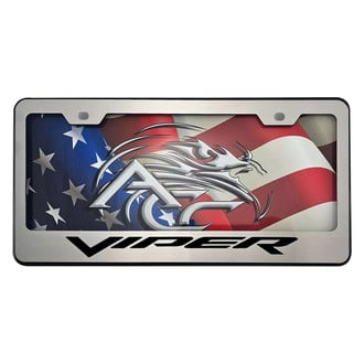 ACC® - Black License Plate Frame with Polished with Brushed Viper Logo