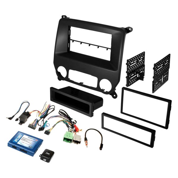 American International® - Double DIN Black Stereo Dash Kit with Antenna Adapter and Radio Replacement Interface