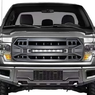 American Modified® - 1-Pc Armor Style Matte Black Main Grille with LED Off-Road Lights