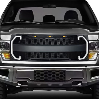 American Modified® - 1-Pc Raptor Style Matte Black Main Grille with DRL and Sequenal Turn Signal