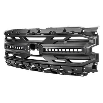 American Modified® - 1-Pc Armor Style Matte Black Main Grille with LED Amber Lights