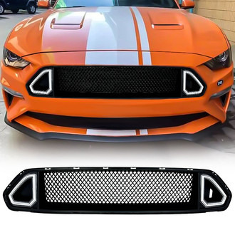 American Modified® - 1-Pc Matte Black Main Grille with DRL and Signal Lights