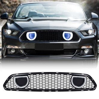 American Modified® - 1-Pc Mach 1 Style Matte Black Main Grille with LED DRL and Turn Signal