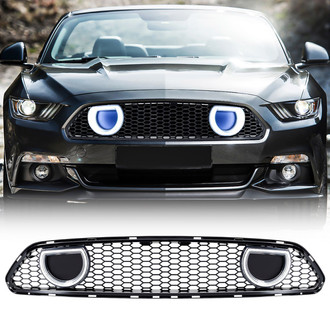 American Modified® - 1-Pc Mach 1 Style Glossy Black Main Grille with LED DRL and Turn Signal