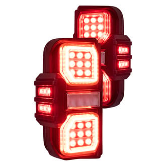 American Modified® - Driver and Passenger Side Black/Red Raptor Style Fiber Optic LED Tail Lights