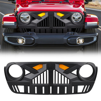 American Modified® - 1-Pc Empire Style Matte Black Grille with LED Amber Lights