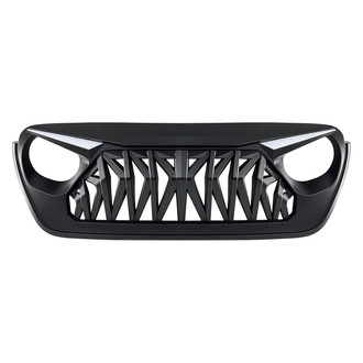 American Modified® - 1-Pc Shark Style Matte Black Main Grille with LED Eyebrow DRL and Turn Signals