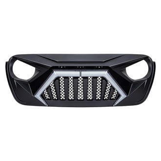 American Modified® - 1-Pc Goliath Style Matte Black Main Grille with LED DRL and Turn Signals