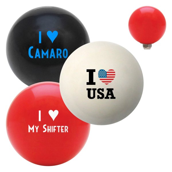 American Shifter® - Billiard Cue Ball Series "I Heart." Custom Shift Knob