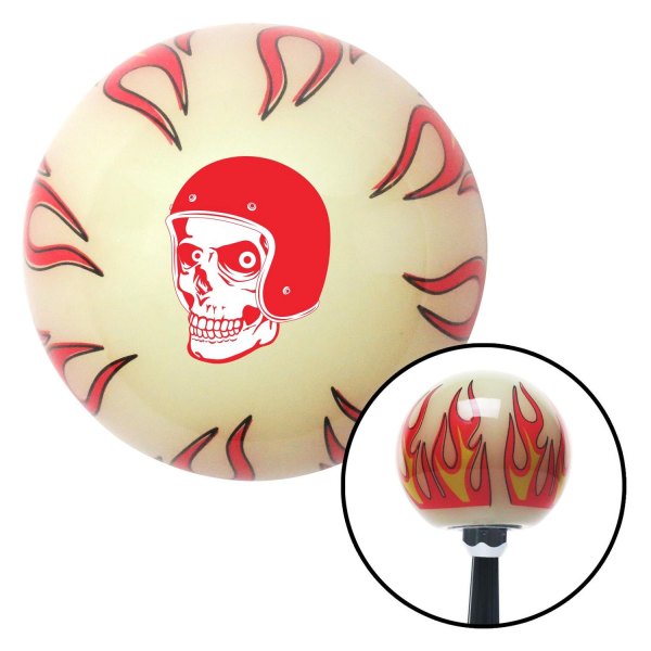 American Shifter® - Old Skool Series "Skulls and Gothic" Ivory with Flames Custom Shift Knob (M16 x 1.5 Insert)