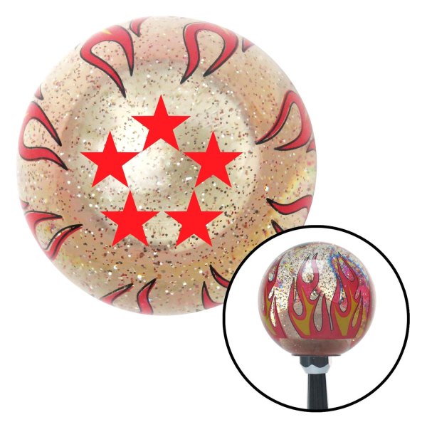 American Shifter® - Old Skool Series Clear with Flames and Metal Flakes Custom Shift Knob (M16 x 1.5 Insert)