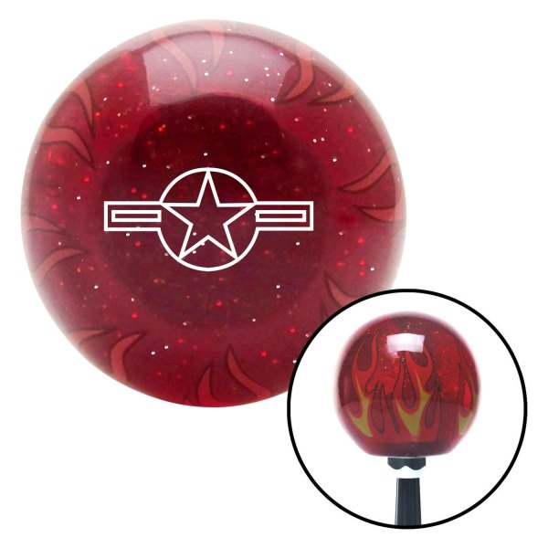 American Shifter® - Old Skool Series Translucent Red with Flames and Metal Flakes Custom Shift Knob (M16 x 1.5 Insert)