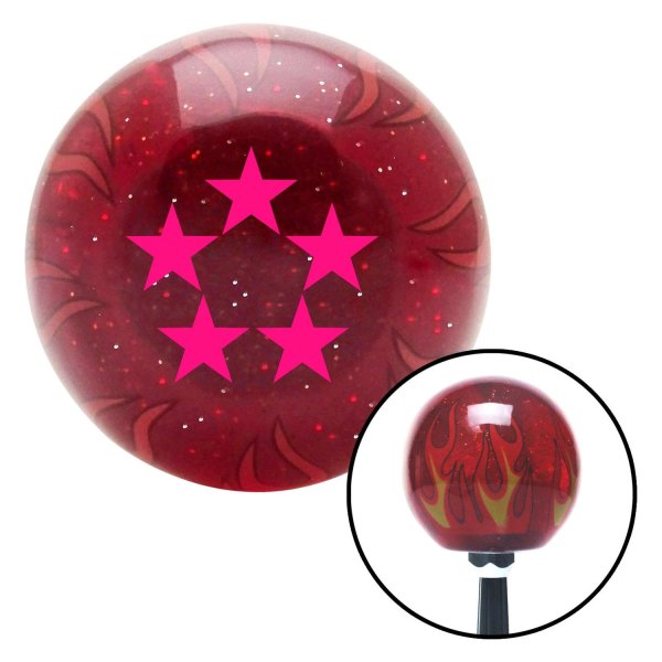 American Shifter® - Old Skool Series Translucent Red with Flames and Metal Flakes Custom Shift Knob (M16 x 1.5 Insert)