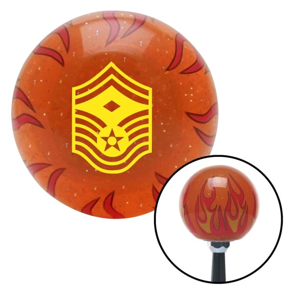 American Shifter® - Old Skool Series Translucent Orange with Flames and Metal Flakes Custom Shift Knob (M16 x 1.5 Insert)