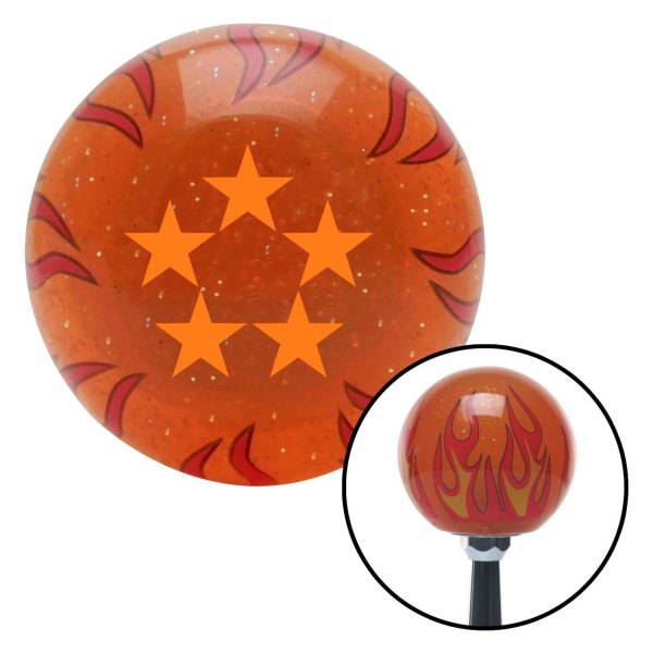 American Shifter® - Old Skool Series Translucent Orange with Flames and Metal Flakes Custom Shift Knob (M16 x 1.5 Insert)